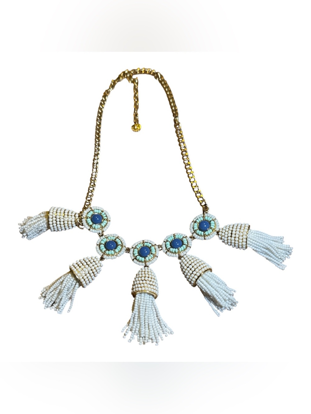 Talbots Seed Bead Tassel Statement Necklace